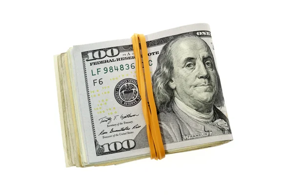 Empilhamento dobrado de 100 dólares Bills Fotografias De Stock Royalty-Free