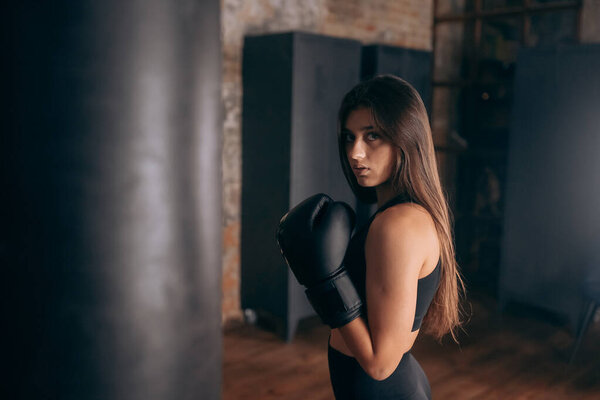 Young woman boxing workout at the gym Stock Image