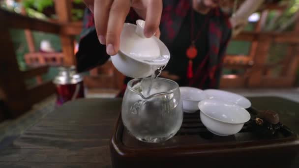 Proces Zaparzania Herbaty Kobieta Parująca Herbata Ziołowa Ciesząca Się Powolnym — Wideo stockowe