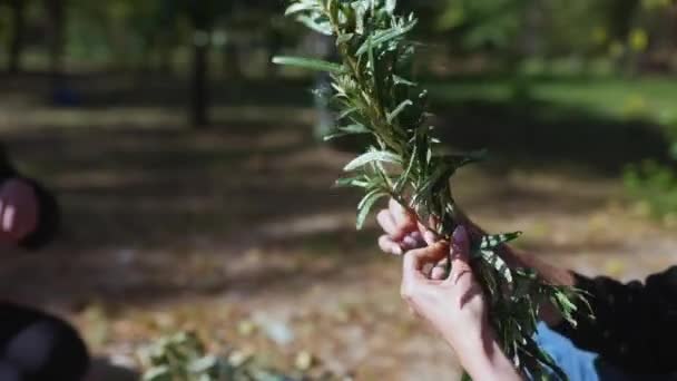 Uma Mulher Está Preparando Decorações Para Casamento — Vídeo de Stock