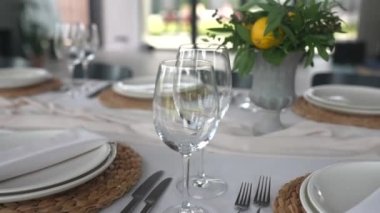 Decorated wedding banquet hall in classic style. Restaurant interior for banquet, wedding deco