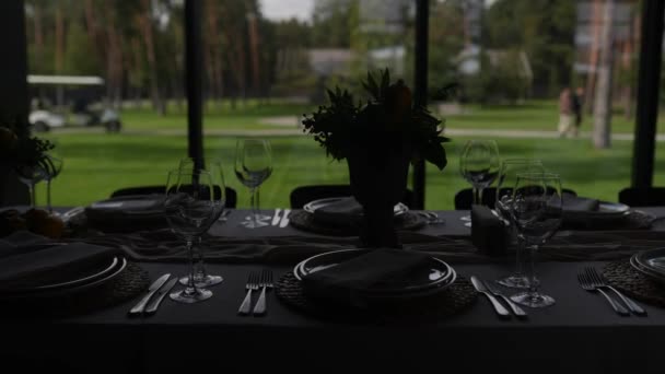 Salón Banquetes Fondo Una Gran Ventana — Vídeos de Stock