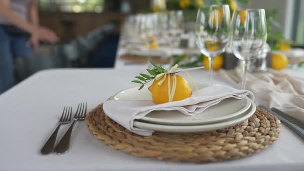 Decorated Wedding Banquet Hall Classic Style Restaurant Interior Banquet Wedding — Αρχείο Βίντεο
