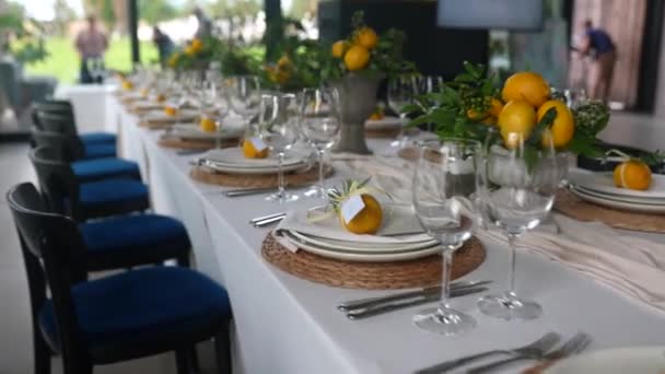 Salle Banquet Mariage Décorée Dans Style Classique Intérieur Restaurant Pour — Video