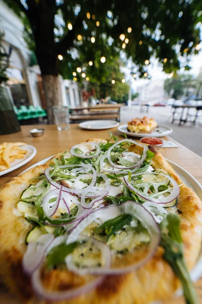 Pizza Vegetariana Fast Food Rua — Fotografia de Stock