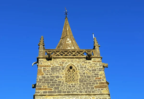 Toren Van Martin Kerk Worle Verlicht Door Ondergaande Zon Het — Stockfoto