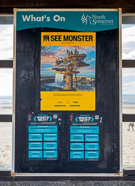 Posters advertising See Monster and associated events in Weston-super-Mare, UK