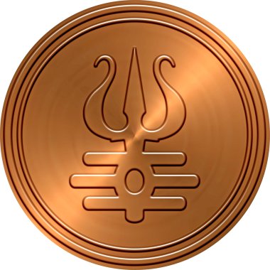 Hindu tanrısı Şiva trishul işareti bakır madeni para