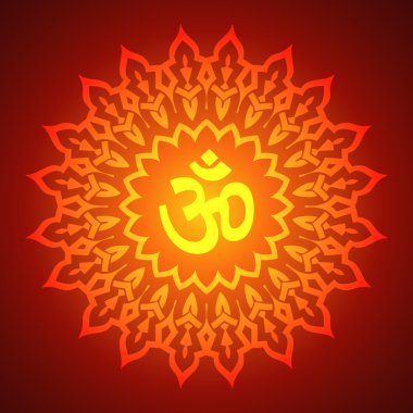 Dekoratif mandala arka planda tabelada OM