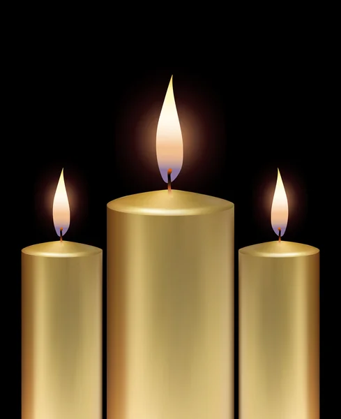 Velas de Navidad doradas — Archivo Imágenes Vectoriales