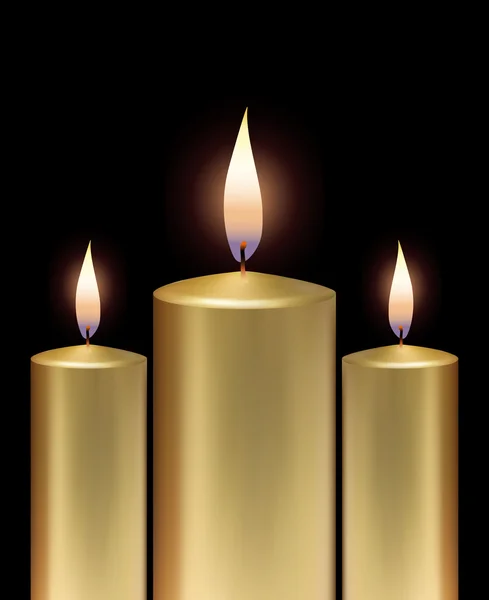 Golden Christmas Candles — Stock Vector