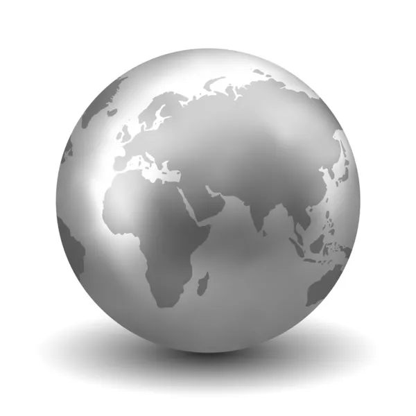 Argento lucido globo terrestre — Vettoriale Stock