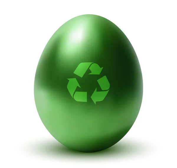 Œuf vert avec panneau de recyclage — Image vectorielle