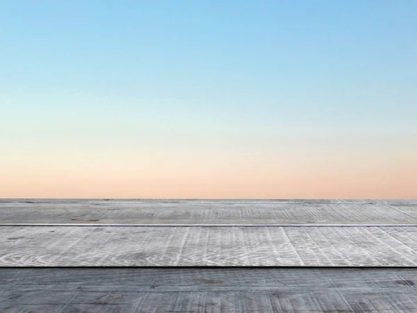 Plank Counter Gradient Oranžová Obloha Pozadí Soumraku Produktová Prezentace Reklamní — Stock fotografie