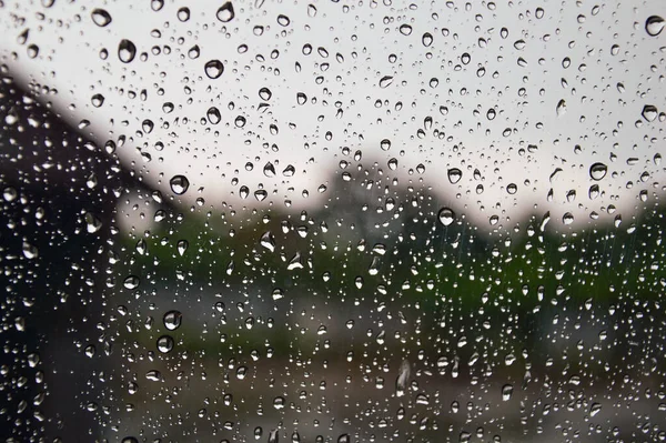 Дощ Фоні Скляного Розмиття Концепція Сезону Дощів Прогноз Погоди Метеорологічний — стокове фото