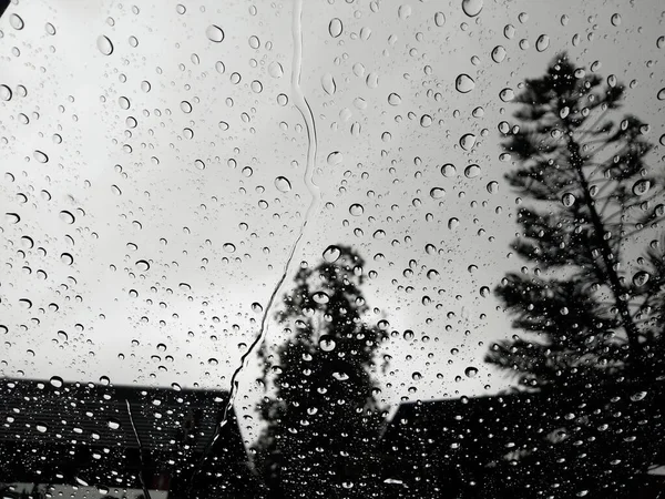 Rain drops on windshield concept Heavy rain makes visibility bad Danger Weather forecast Meteorological Department