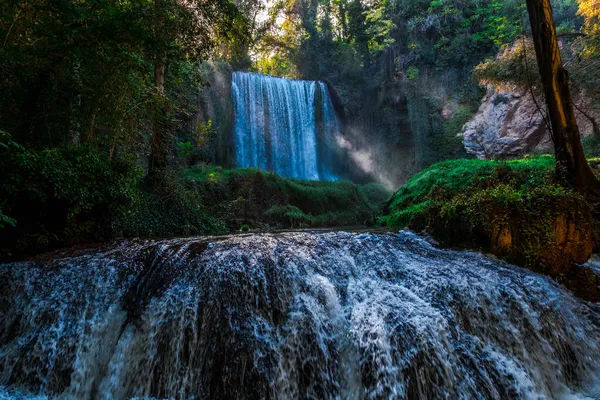 Parc Monasterio Piedra Nuevalos Espagne Dans Une Forêt Centenaire Pleine — Photo