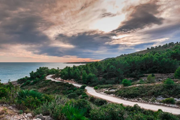 View Coastline Sunset Sierra Irta Natural Park Peniscola Spanish Mediterranean — Stockfoto