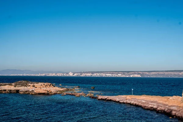 Vue Santa Pola Depuis Vieille Île Tabarca Dans Méditerranée Espagnole — Photo