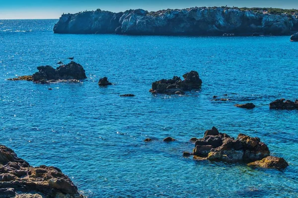 Skaliste Wybrzeże Starożytnej Wyspy Tabarca Hiszpańskim Basenie Morza Śródziemnego Przed — Zdjęcie stockowe