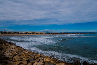 Malvarrosa plajı Valencia, İspanya 'da bir Mart sabahı
