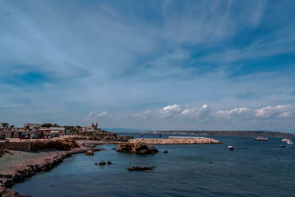 Bateaux Ancrés Dans Les Eaux Cristallines Île Tabarca Face Santa — Photo