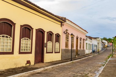 Büyüleyici Goias (Goias Velho) şehrinin ayrıntıları. Brezilya 'nın Goias eyaletindeki sömürge mimarisinde küçük bir turist kasabası..