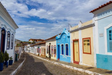 Büyüleyici Goias (Goias Velho) şehrinin ayrıntıları. Brezilya 'nın Goias eyaletindeki sömürge mimarisinde küçük bir turist kasabası..