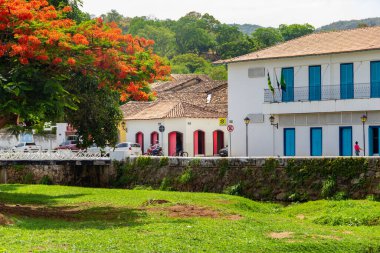 Cidade de Gois 'in sokak detayları. Gois Brezilya 'nın iç kesimlerinde, sömürge tarzı mimarisi olan bir şehirdir..