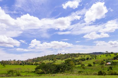 Goias eyaletinde bulutlu bir sabahta GO-070 otobanının manzarası.
