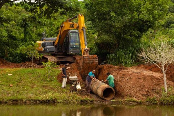 Máquina Parque Manutenção Parque Renovação Com Uso Trator Parque Leolidio — Fotografia de Stock