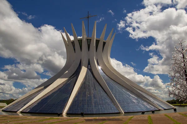Metropolitalna Katedra Brazylii Pochmurne Popołudnie Catedral Metropolitana Nossa Senhora Aparecida — Zdjęcie stockowe