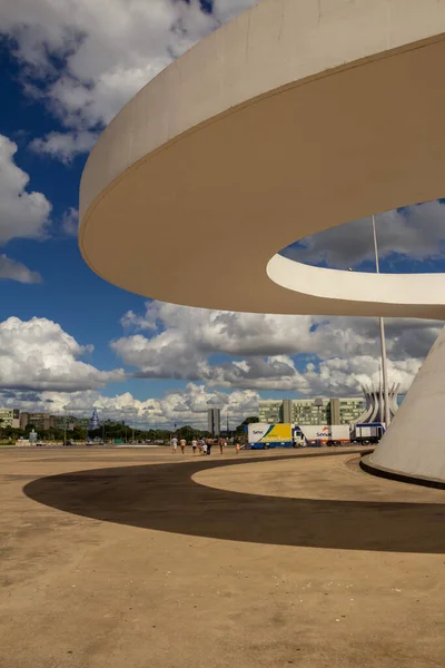 Podrobnosti Národního Muzea Republiky Zamračený Den Dílo Architekta Oscara Niemeyera — Stock fotografie