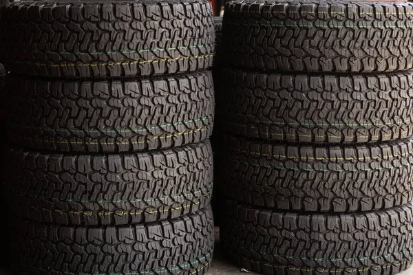 Texture Some Tires Stacked Sold Specialty Store Rubber Tires — Stock Photo, Image