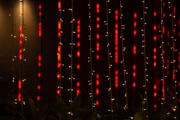 Fundo Das Luzes Conjunto Luzes Natal Com Efeito Bokeh Belo — Fotografia de Stock