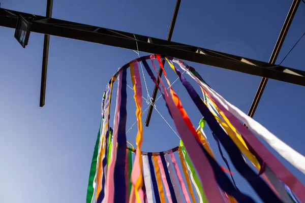 Une Belle Créative Décoration Fête Faite Avec Des Rubans Colorés — Photo