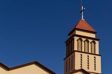 Detail of the church with blue sky in the background. Sao Francisco de Assis Parish in the city of Anapolis in Goias.