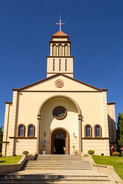 Widok Przodu Kościoła Niebieskim Niebem Tle Parafia Sao Francisco Assis — Zdjęcie stockowe