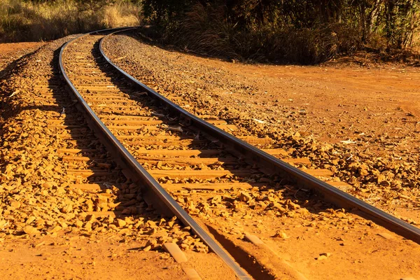 Dirt Floor Detail Old Iron Train Tracks Train Line Railway —  Fotos de Stock