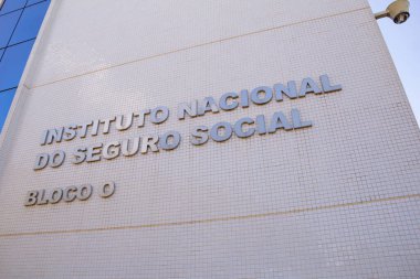 INSS merkez binasının ön cephesi. Ulusal Sosyal Güvenlik Enstitüsü - Merkez Bina - Braslia 'da Sosyal Güvenlik.