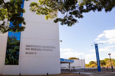 INSS genel merkez binasının ayrıntıları. Braslia 'daki INSS karargahının cephesi..