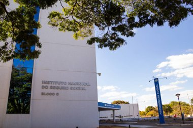 INSS genel merkez binasının ayrıntıları. Braslia 'daki INSS karargahının cephesi..