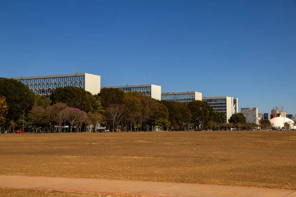 Panoramic Photo Esplanade Ministries Braslia Cityscape Buildings Clear Day Blue — 图库照片