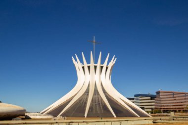 Metropolitan Cathedral of Brasilia on a sunny morning and clear sky. (Our Lady of Aparecida Metropolitan Cathedral).