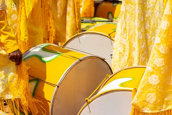 Detail Some Yellow Drums Used Congadas Afro Brazilian Cultural Religious — Stock Photo, Image