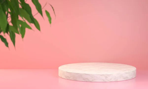 Макет Пустого Белого Подиума Розовый Пастельный Фон — стоковое фото