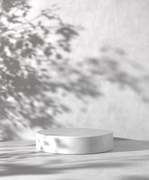렌더링 Mockup Podium Show Product Sunshade Shadow Tree Concrete Wall — 스톡 사진