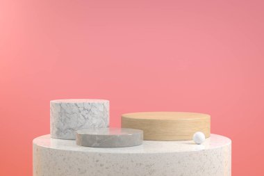 3d Hazırlama Boş Podyum Rafları Pembe Pastel Resimlerini Ayarla