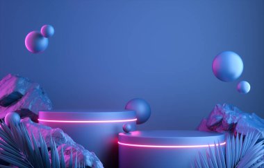 3d Görüntüleme Modern Sahnesi, Neon Elektrik Işığı, Doğa Konsepti, Soyut Resim Arkaplanı