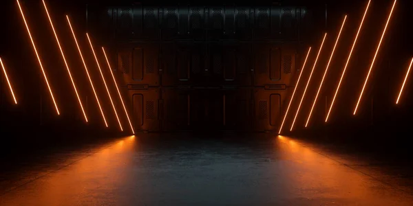 Luce Neon Elettrica Fantascienza Illuminazione Sotterranea Podio Stage Showroom Parcheggio — Foto Stock